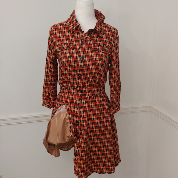 Boutique Forever 21 Patterned Shirt Dress S/P NWOT - Picture 2 of 5